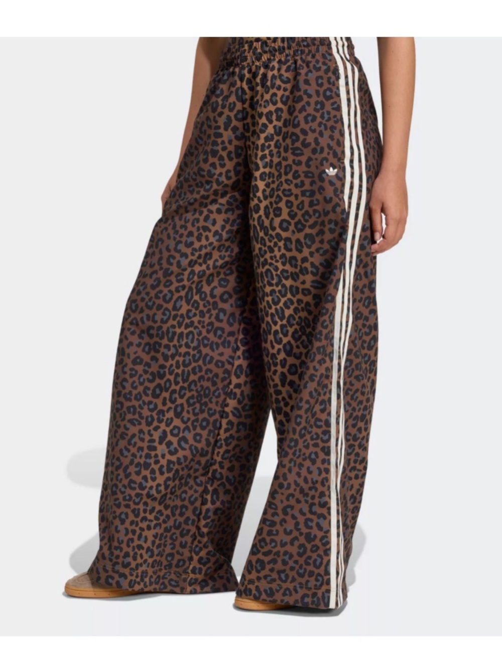 New Adidas Viral Leopard Print Wide-Leg Track Pants - Picture 2 of 6